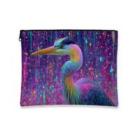 Colorida bolsa de maquillaje de garza, diseño de pájaro vibrante, bolsas de viaje para mujeres, organizador portátil con cremallera, regalo ideal para festivales y aventuras de verano, Con color, 7x9