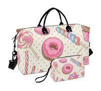 Colorida bolsa de viaje con diseño de caramelos y macarrones, bolsa de viaje multifuncional para fin de semana, bolsa de deporte, gimnasio, bolsa de aseo para viajes, Colorido dulce piruleta caramelo