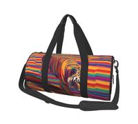 Colorida bolsa de viaje de lona con diseño de tigre aburrido, gran capacidad, se puede llevar en el hombro