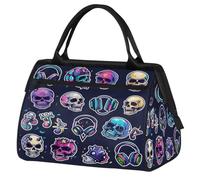 Colorida bolsa de viaje Rocknroll Skulls para mujeres, hombres, niños y niñas, bolsa de fin de semana, bolsa de viaje de 24 L para deportes, gimnasio, yoga, color, Big, Organizador de bolsas