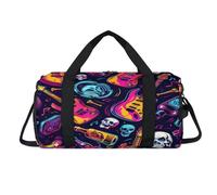 Colorida bolsa deportiva de música rock con compartimento para zapatos, bolsas de fin de semana, viajes, gimnasio, organizador de equipaje para mujeres, hombres, niños y niñas