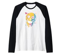 Colorida Cabeza Calavera Arte Esqueleto Cara Camiseta Manga Raglan