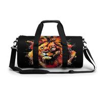 Colorida cabeza de león divertida bolsa de gimnasio grande novedosa bolsa deportiva ligera bolsa de viaje bolsa de equipaje de mano 17.5 x 9 x 9 pulgadas