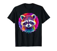 Colorida cabeza de mapache arco iris patrón arte Camiseta