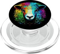 Colorida Cara de Oveja, Linda y esponjosa, Animales de Granja, Color Negro PopSockets PopGrip para MagSafe