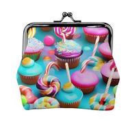 Colorida cartera con cierre de beso, diseño de magdalenas, con diseño de dona, compacta, versátil, para mujer, monedero pequeño con cremallera