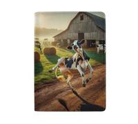 Colorida cartera para pasaporte de viaje, Cow Dancing in the Farm