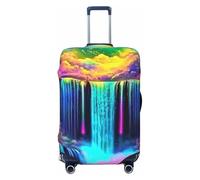 Colorida cascada arco iris bosque funda elástica para equipaje de viaje, protector de maleta, funda de equipaje impresa antiarañazos, Black, XL