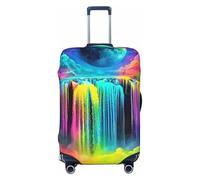 Colorida cascada arco iris bosque galaxia funda elástica para equipaje de viaje, protector de maleta, funda de equipaje impresa antiarañazos, Black, XL