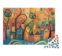 Colorida Ciudad de fantasía Puzzle 1000 Piezas Arte del Bosque de Hadas Cartón Reciclado para Niños 12+ Descanso En Casa para Entretenimiento Oferta Mejor Regalo 52x38cm/1000pcs
