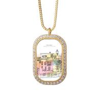 Colorida ciudad Francia pintura collar colgante diamante cristal oro joyería