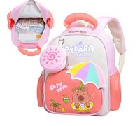 Colorida de libros Capybara para niños, mochila escolar con una cartera pequeña, mochila de gran capacidad para estudiantes de jardín de infantes y escuela primaria, Red, Consulte la