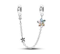 Colorida Esperanza Flor Tapón de goma Cadena de seguridad Charm, Accesorio de pulsera de plata de ley 925 Charm, Compatible con Collar de pulsera Pandora