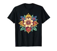 Colorida Flor de Primavera Mandala Botanical Bloom Camiseta