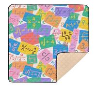 Colorida fórmula matemática de dibujos animados suave acolchada para bebés para interiores y exteriores, no tóxica, alfombra de juego para bebés y niños pequeños, 50 x 50 pulgadas
