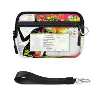 Colorida funda para tarjetas con cremallera para mujeres y hombres, con ventana de identificación, cartera colorida para chica mágica, portátil, ligera, pequeña, con cremallera, organizador de