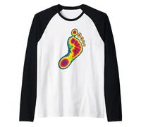 Colorida Huella Imagen Térmica Pie Arte Streetwear Fiesta Camiseta Manga Raglan