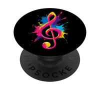 Colorida llave musical 80 con salpicaduras de pintura PopSockets PopGrip Adhesivo