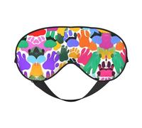 Colorida máscara de ojos de doble cara con estampado de huellas de perro, bloqueo suave y ligero para mejorar la calidad del sueño