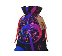 Colorida nota musical de la galaxia Navidad cordón bolsa de regalo de lino bolsa de almacenamiento conveniente para Navidad cumpleaños regalo embalaje
