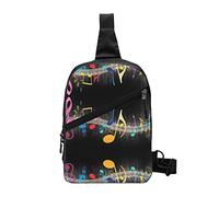 Colorida Nota Musical Taza de café y Granos de café Bolso de Hombro Estampado para Hombres Mujeres pequeño Crossbody Sling Mochila Anti para Viajar Cofre
