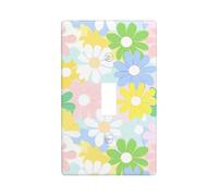 Colorida pasta simple con patrón de margaritas, cubierta decorativa para interruptor de luz, 1 interruptor, placa de pared para cocina, granja, dormitorio, baño, decoración artística