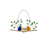 Colorida percha de cristal de mar hecha a mano para pájaros de cristal de mar, arte de pared en rama de madera flotante, decoración costera para el hogar, ventana, balcón, regalo para los amantes de