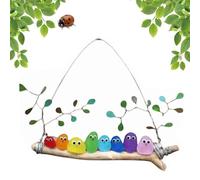 Colorida percha de cristal para pájaros, hecha a mano, arte de pared de pájaros arcoíris en ramas de madera flotante, regalo único para los amantes de los pájaros, decoración de casa de playa, arte
