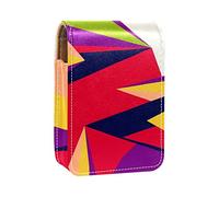 Colorida pintura abstracta soporte para brillo de labios, estuche portátil mini lápiz labial, caja de almacenamiento de lápiz labial de viaje con espejo para mujer, Varios colores, 9.5x2x7 cm/3.7x0.8x2.7 in