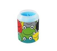 Colorida rana de dibujos animados reutilizable para pies de mascotas con cepillo de silicona suave, kit de limpieza para mascotas, limpia suavemente las patas después de los paseos