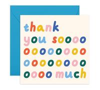 Colorida tarjeta de agradecimiento con texto en inglés "Thank You Sooo Much", letras multicolores, saludo de gratitud para profesores, amigos, colegas, vecinos, padres, mamá, papá, él, ella, incluye