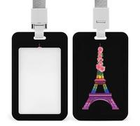Colorida Torre Eiffel de París en Francia, soporte para tarjetas de identificación con cordón, soporte para tarjetas de identificación para enfermera, profesor, oficial