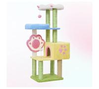 Colorida Torre Rascador Gato con Plataforma de Observación en Forma de Pata de Gato Poste Rascador con Bolas Suspendidas Árbol for Gatos de Varios Niveles 125/160 Cm (49,2/63") Incluye Casita