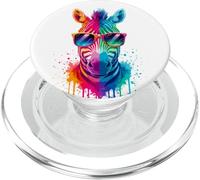 Colorida Zebra con Gafas de Sol EDM Rave Paint Drip Design PopSockets PopGrip para MagSafe