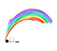 Coloridas banderas de Poi de seda - Velo de bufanda de colores graduales, Flow Arts Worship Dance Prop | Cordones de dedo ajustables de bolas POI incluidos, colores de gradiente vibrantes para