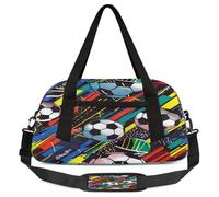 Coloridas bolsas de lona de fútbol para niños, para niñas y niños, bolsa de deporte ligera para gimnasio, para niños, bolsa de viaje para fin de semana, bolsa de viaje para bailar, Fútbol colorido,