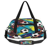 Coloridas bolsas de lona de fútbol para niños y niñas, bolsa de deporte ligera para gimnasio, bolsa de viaje para fin de semana, bolsa de viaje para bailar, Balón de fútbol colorido., 18.5L x 7.8W x