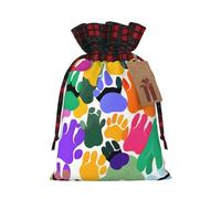Coloridas bolsas de regalo ecológicas con estampado de huellas de perro para Navidad, para necesidades festivas de cumpleaños