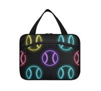 Coloridas bolsas de viaje colgantes de béisbol fluorescentes de neón para mujer con gancho, bolsa expandible para el cuidado de la piel para mujer, bolsa de viaje para camping, bolsa para maquillaje