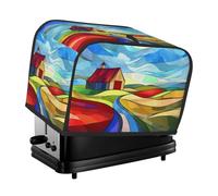 Coloridas casas rurales para tostadora, cubierta para 2 rebanadas de cocina, pequeños electrodomésticos, con bolsillos, protección contra el polvo y las huellas dactilares