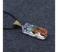 Coloridas chips piedra chakra natural orgone energía collar colgante péndulo amuleto orgonita cristal collar-55x15mm