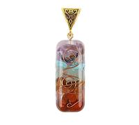 Coloridas chips piedra chakra natural orgone energía collar colgante péndulo amuleto orgonita cristal collar-Grande sin cadena