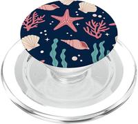 Coloridas Conchas Marinas Estrellas de mar océano patrón costero PopSockets PopGrip para MagSafe