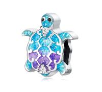 Coloridas cuentas de tortuga Charm, accesorio de pulsera de plata de ley 925 Charm, compatible con Pandora Bracelet Neckalce, regalo para mujeres