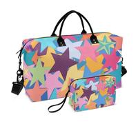 Coloridas estrellas de dibujos animados están a la moda, bolsa de mano decorativa para fin de semana con correa ajustable para yoga, bolsa impermeable para avión