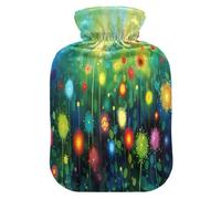 Coloridas flores silvestres (11) bolsa de agua caliente con funda de forro polar suave, bolsa de agua caliente para aliviar el dolor de cuello y hombros, terapias calientes y frías, L
