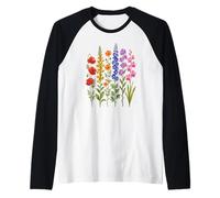 Coloridas Flores Silvestres Botanica Floral Garden Art Design Camiseta Manga Raglan
