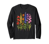 Coloridas Flores Silvestres Botanica Floral Garden Art Design Manga Larga