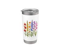 Coloridas flores silvestres Botanica Floral Garden Art Design Vaso térmico de acero inoxidable de doble pared