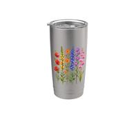 Coloridas flores silvestres Botanica Floral Garden Art Design Vaso térmico de acero inoxidable de doble pared